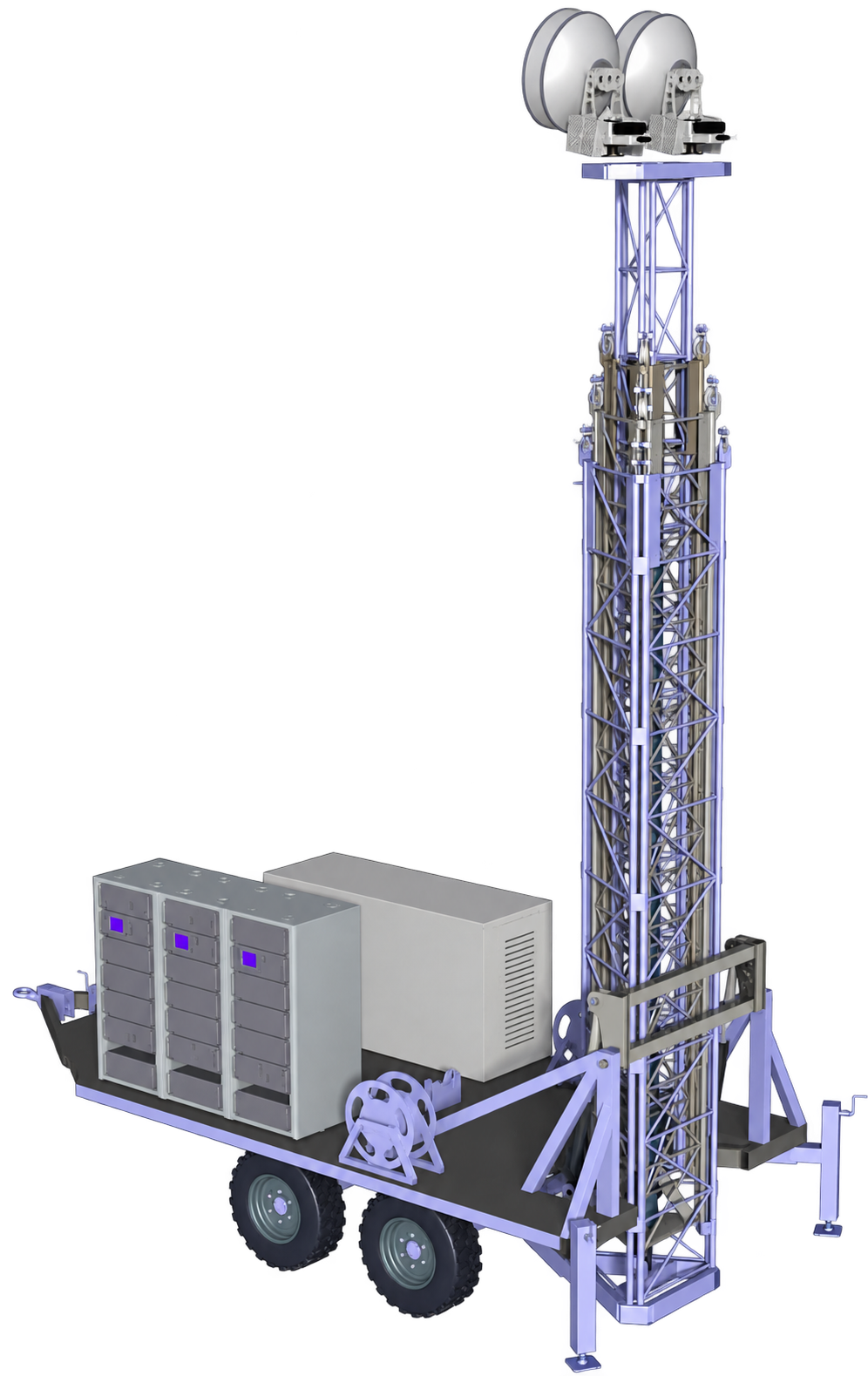 Mobile antenna tower raised