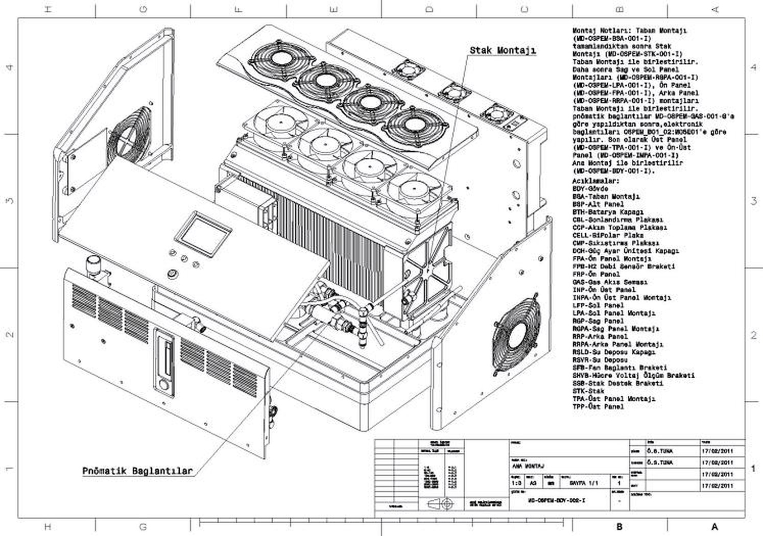 Hydrogen fuel cell engineering drawing